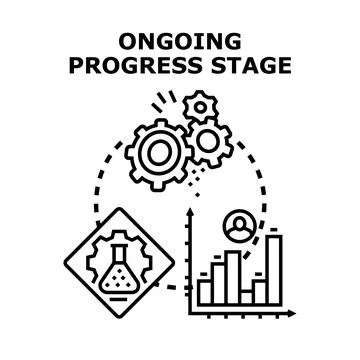 Ongoing progress stage achieving business development goals Stock Illustration