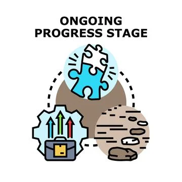 Ongoing progress stage concept achieving business goals Stock Illustration