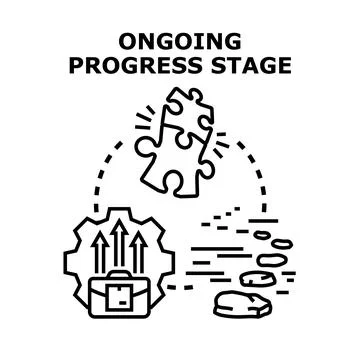 Ongoing progress stage concept achieving business goals Stock Illustration