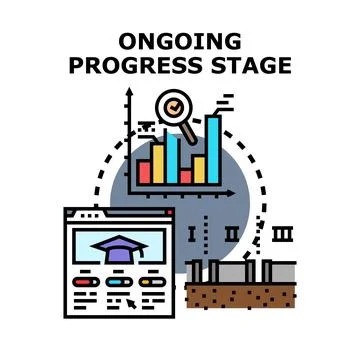 Ongoing project progress stage development concept illustration Stock Illustration