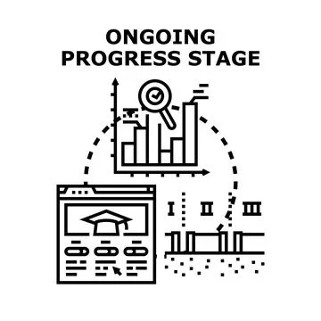 Ongoing project progress stage development concept illustration Stock Illustration
