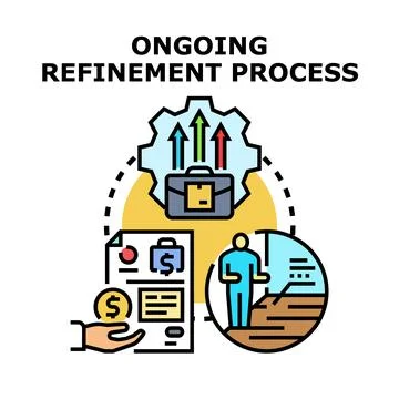 Ongoing refinement process improving business strategy development Illustrazione stock