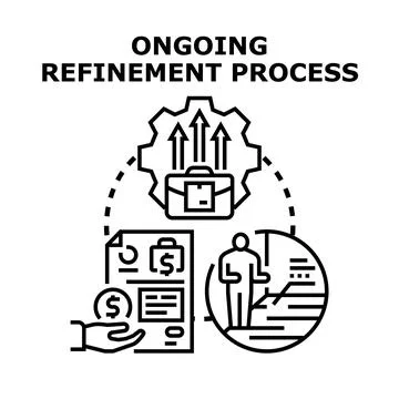 Ongoing refinement process improving business strategy development Illustrazione stock
