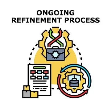 Ongoing refinement process improving business strategy workflow Stock Illustration