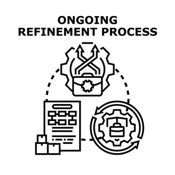 Ongoing refinement process improving business strategy workflow Stock Illustration