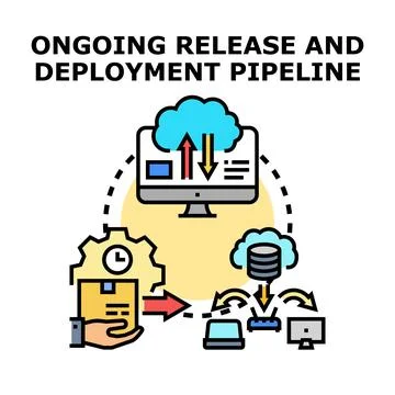 Ongoing release and deployment pipeline development process 스톡 일러스트