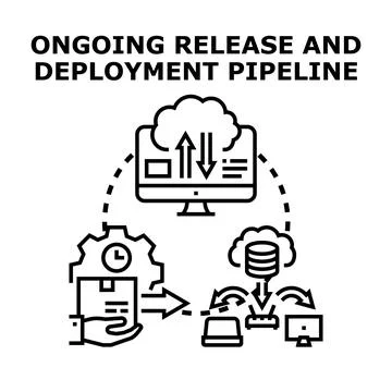 Ongoing release and deployment pipeline development process 스톡 일러스트