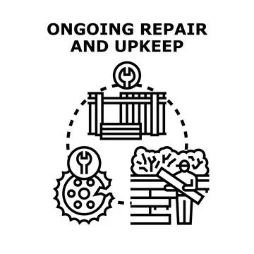 Ongoing repair and upkeep servicing buildings, machinery and home Ilustración de archivo