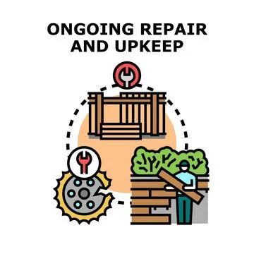 Ongoing repair and upkeep servicing buildings, machinery and home Ilustración de archivo