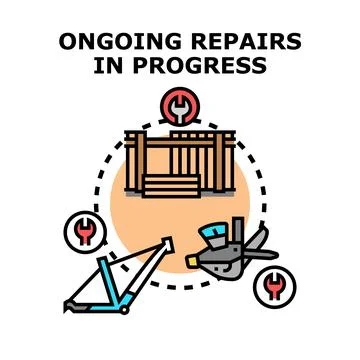 Ongoing repairs in progress illustration for maintenance concept Stock Illustration