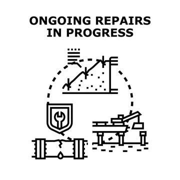 Ongoing repairs in progress vector illustration Ilustración de archivo