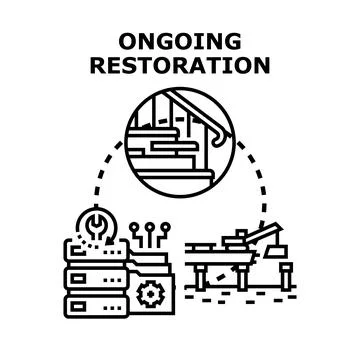 Ongoing restoration process with data and construction concepts Stock Illustration