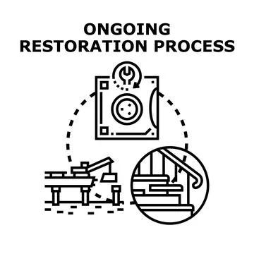 Ongoing restoration process planning and development concept イラスト素材