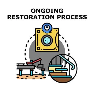 Ongoing restoration process planning and development concept Stock Illustration