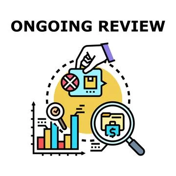 Ongoing review process evaluating business finances and data Stock Illustration
