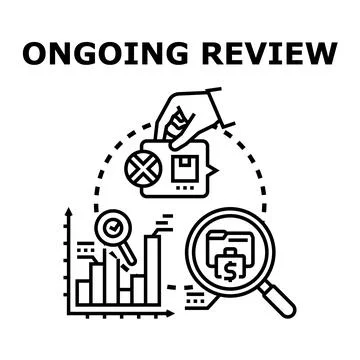Ongoing review process evaluating business finances and data Stock Illustration
