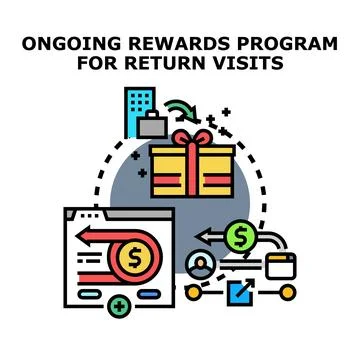 Ongoing rewards program for customer retention illustration Stock Illustration