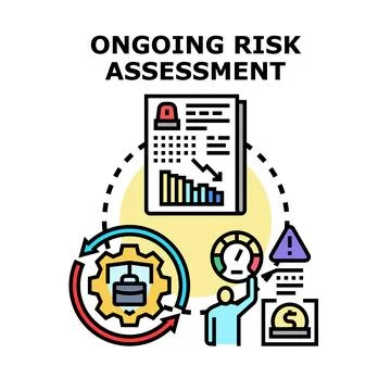 Ongoing risk assessing and management process identifying threats イラスト素材