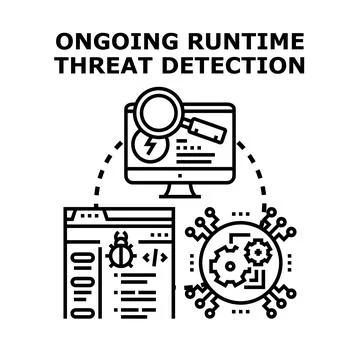 Ongoing runtime threat detection analyzing digital security Stock Illustration