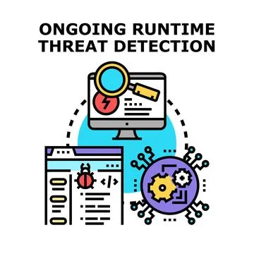 Ongoing runtime threat detection analyzing digital security Stock Illustration