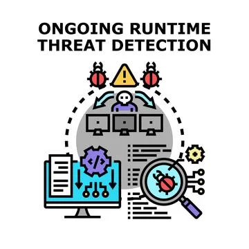 Ongoing runtime threat detection protecting cyber security Stock Illustration