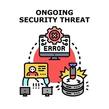 Ongoing security threat creating data breach and system error Stock Illustration