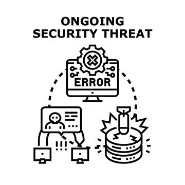 Ongoing security threat creating data breach and system error Stock Illustration
