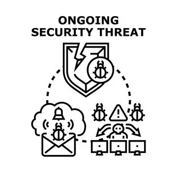 Ongoing security threat hacking data cyber attacks Stock Illustration