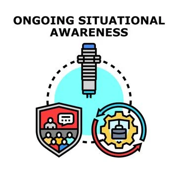 Ongoing situational awareness process with data sensing and team communicatio Stock Illustration