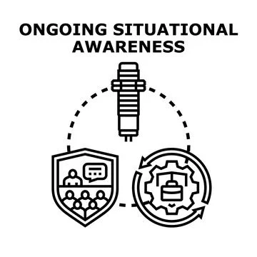 Ongoing situational awareness process with data sensing and team communicatio Stock Illustration