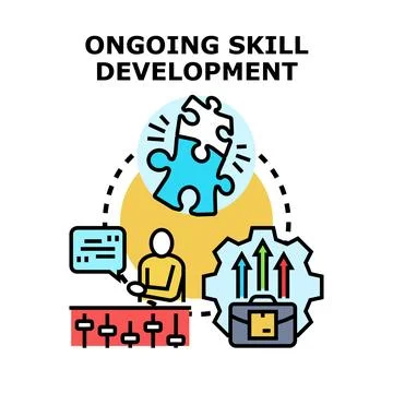 Ongoing skill development process building professional competencies Stock Illustration
