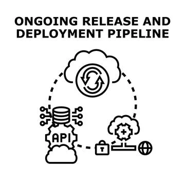 Ongoing software release and deployment pipeline concept Stock Illustration