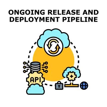Ongoing software release and deployment pipeline concept Stock Illustration