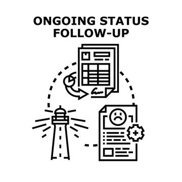 Ongoing status follow up with progress reporting and problem solving Stock Illustration