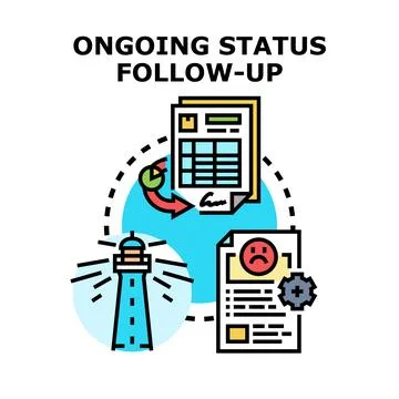 Ongoing status follow up with progress reporting and problem solving Stock Illustration