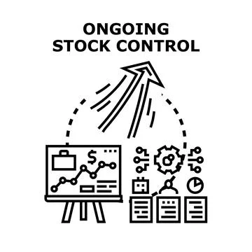 Ongoing stock control process improving business management Illustrazione stock
