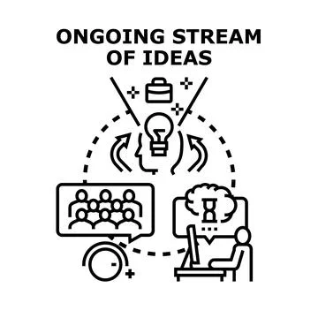Ongoing stream of ideas generation process 库存插图
