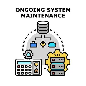Ongoing system maintenance and network infrastructure management Stock Illustration