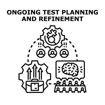 Ongoing test planning and refinement process for business development Stock Illustration