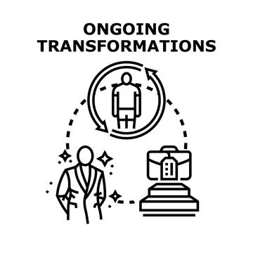 Ongoing transformations concept changing personal and business life cycle Stock Illustration
