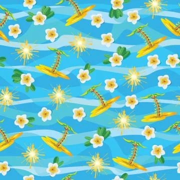 Ongoing vector pattern. The concept of leisure travel with plumeria frangipan イラスト素材