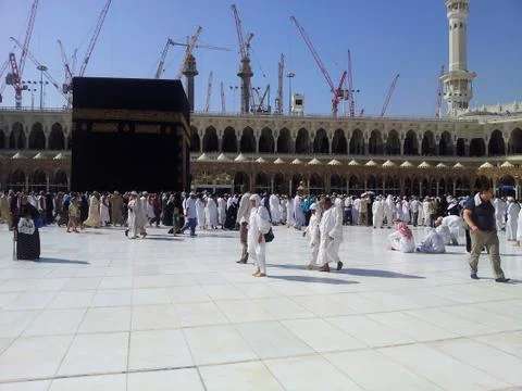 Ongoing work of mataf expansion at haram mosque Stock Photos