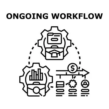 Ongoing workflow process creating business management strategy Stock Illustration