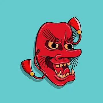 Oni japanese devil mask Stock Illustration