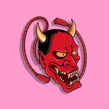 Oni japanese devil mask 스톡 일러스트
