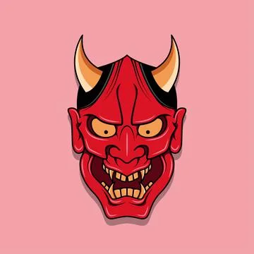 Oni japanese devil mask 스톡 일러스트