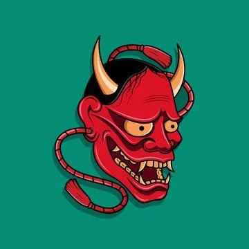 Oni japanese devil mask Illustrazione stock