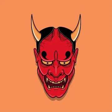 Oni japanese devil mask 스톡 일러스트