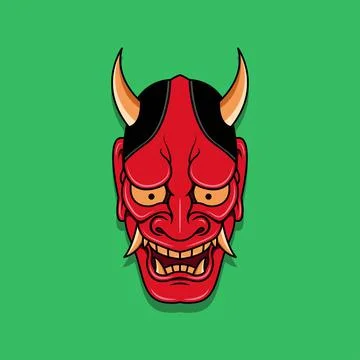 Oni japanese devil mask 스톡 일러스트