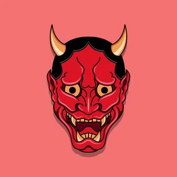 Oni japanese devil mask 스톡 일러스트